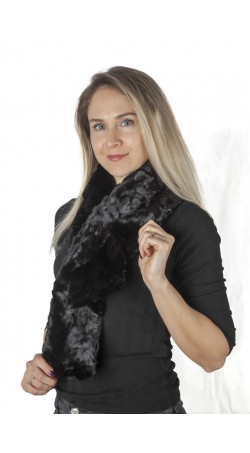 Black mink fur scarf, mink fur remnants - fur on both sides